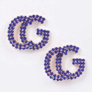 Cg Rhinestone Button Earring